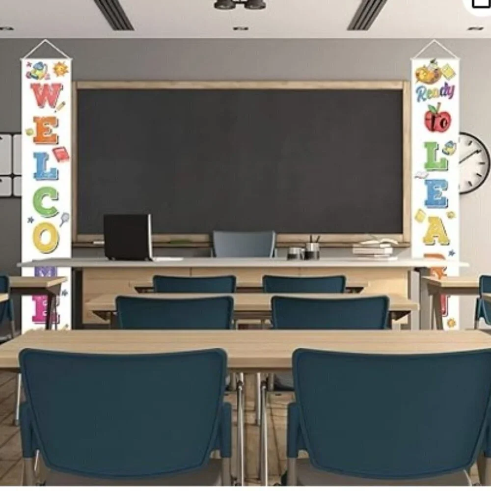 WELCOME BACK TO SCHOOL HANGING BANNERS -READY TO LEARN DOOR WALL SIGN CLASSROOM